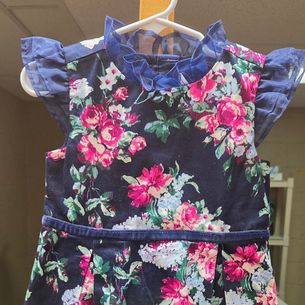 Janie and Jack Navy Floral Sleeveless Dress